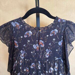 Ulla Johnson Sleeveless Ruffled Floral Silk Top Flowy